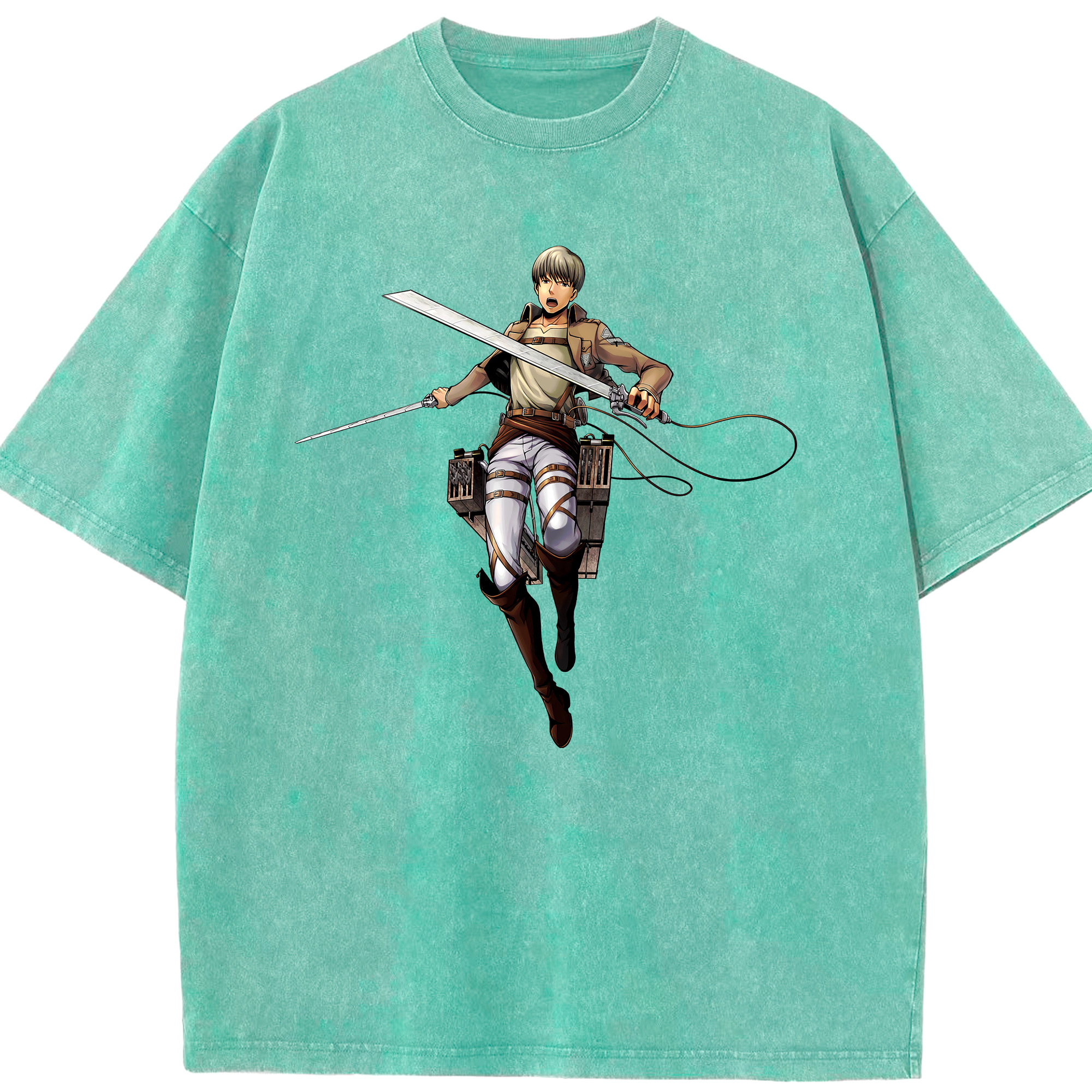 （画像用） 進撃の巨人 Attack on Titan 綿100% ヴィンテージ風 半袖Tシャツ（フロントプリント）